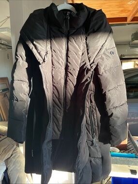 Calvin Klein Black Long Puffer Coat with High Collar